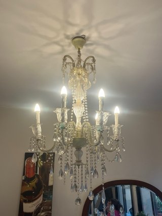 Lámpara de salón con lágrimas de cristal
