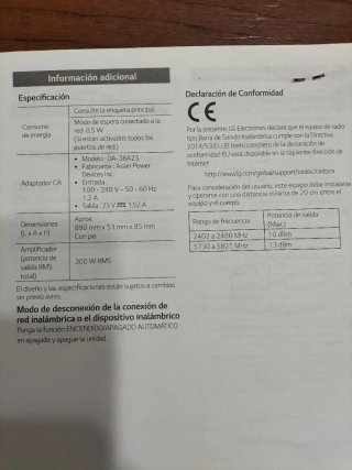 Barra de Sonido LG con Subwoofer Negro