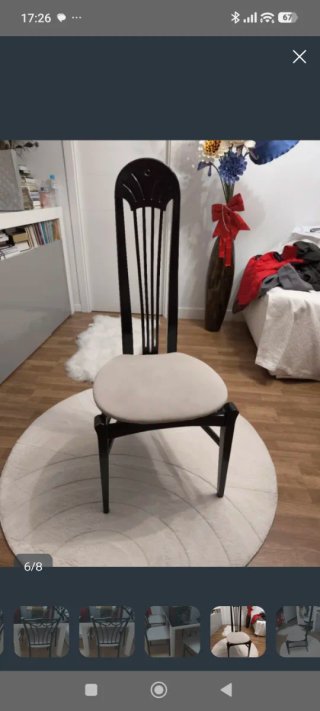 Mesa Comedor + 6 Sillas Cristal Negra Blanca