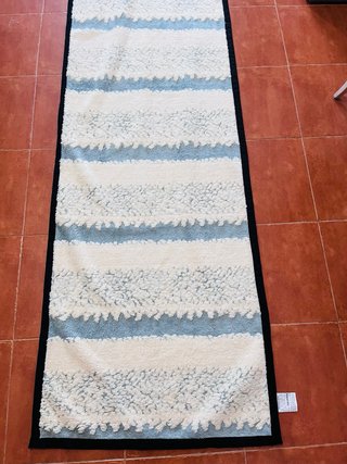 Tappeto per Corridoio a Strisce Grigio, Beige, Celeste 70/240