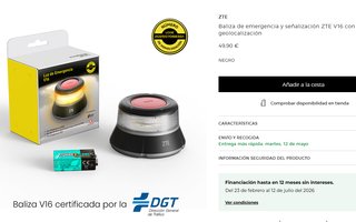 Baliza V16 ZTE Homologada DGT Precintada y ticket