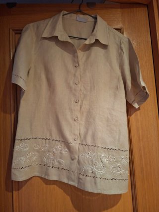 Conjunto Lino Mujer Beige 2 Piezas