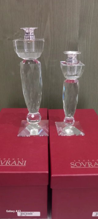 Coppia Candelabri in Vetro Trasparente