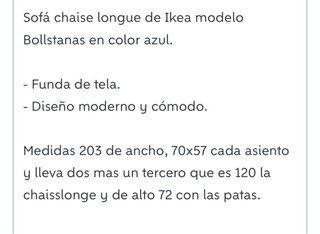 Sofá Ikea 3 plazas Chaiselongue Azul