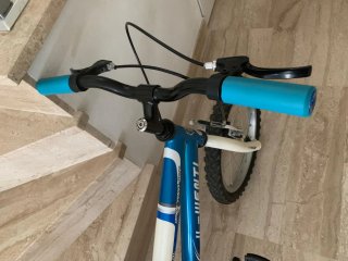 Bicicleta infantil azul y blanca