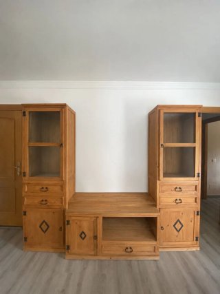 Mueble mexicano madera y cristal