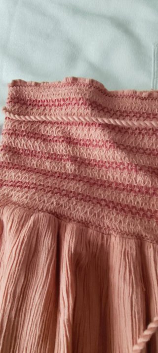 Falda larga naranja y rosa