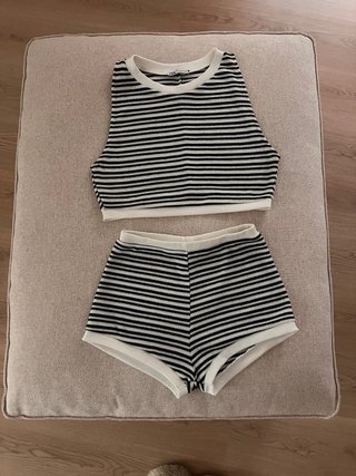 Conjunto marinero top y short rayas