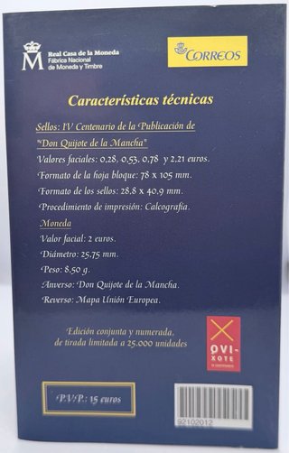 Cartera Aniversario Quijote con Moneda y Sellos