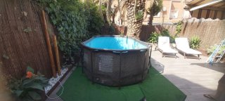 Piscina desmontable con ventanas, efecto ratan