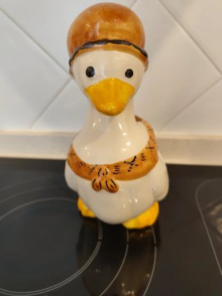 Pato de  cerámica soporte cubiertos