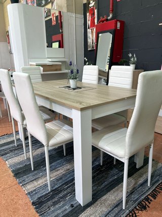 MESA COMEDOR SH + 6 SILLAS POLIPIEL