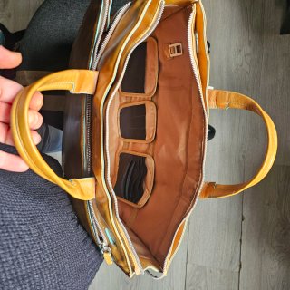 Bolso Piel Piquadro Portátil Marrón/Amarillo
