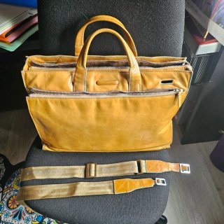 Bolso Piel Piquadro Portátil Marrón/Amarillo