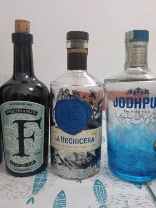 Bottiglie vuote di liquore e gin