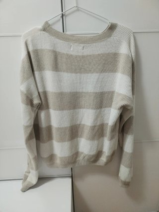 Jersey Mango Rayas Beige y Blanco