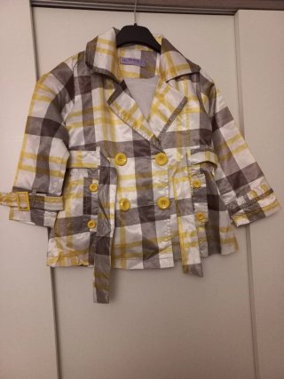 Gabardine infantil xadrez amarela,cinza e branca