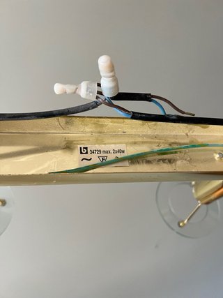 Lampada da soffitto dorata con 2 lampadine