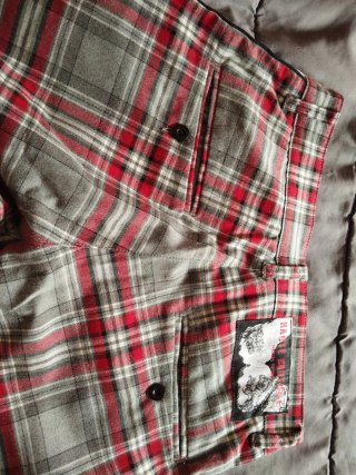 Pantalón chico cuadros rojo y gris