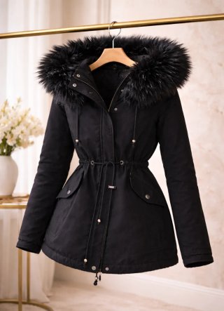 Parka Stradivarius Negra con Capucha