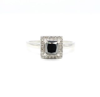 Anillo Platino y Diamantes Negros