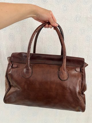 Borsa vintage vera pelle marrone handbag