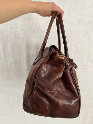Borsa vintage vera pelle marrone handbag
