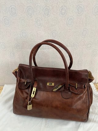 Borsa vintage vera pelle marrone handbag