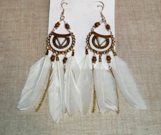 Pendientes largos diseño bohemio plumas