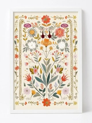 Quadro decorativo floreale vintage con cornice