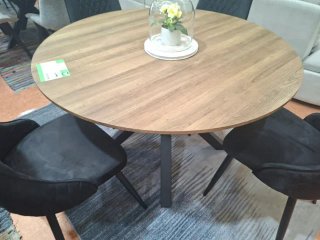 Mesa redonda madera y metal patas crruzadas NUEVO