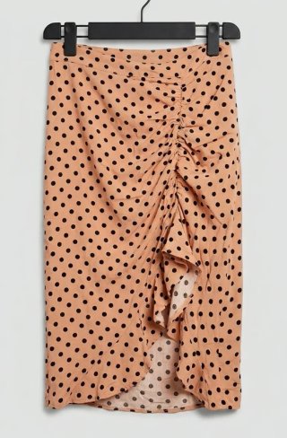 Falda midi puntos volantes verano