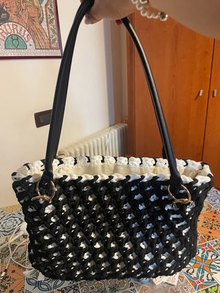 Borsa a spalla fatta a mano - Intreccio Bianco e