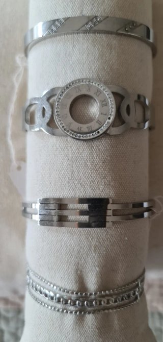 Lote 5 pulseras acero plateadas