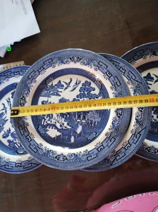 Plato Llano Churchill Azul y Blanco