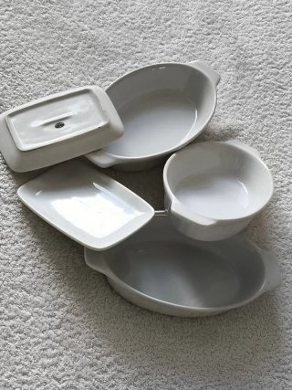 LOTE 5 RABANERAS PORCELANA APERITIVOS ENCURTIDOS