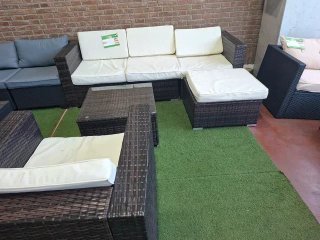 Conjunto Ratan Chaise Longue + Sillón + Mesa