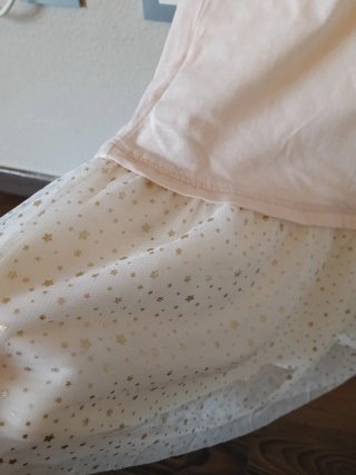 Vestido algodón falda tul niña