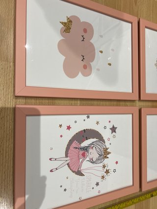 Set 4 Cuadros Decoración Unicornio Arcoíris