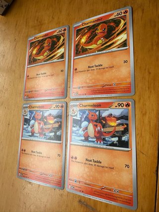 Pack 4 Cartas Pokémon Charmander y Charmeleon