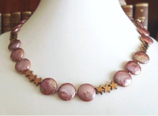 Collar Perlas Agua Dulce Estrellas Doradas