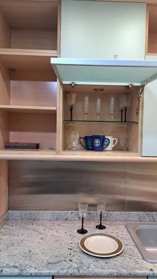 Cocina Esquinera Fórmica Beige y Verde azulado