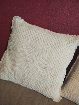 2 Cojines Bordados Blancos 37X37 cm