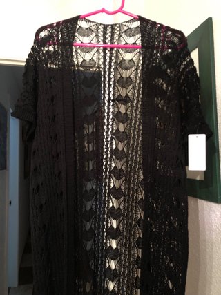 Cárdigan calado talla única negro sin estrenar
