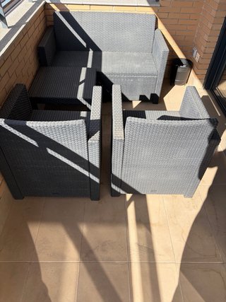 Conjunto Muebles Terraza Ratán Negro/Gris