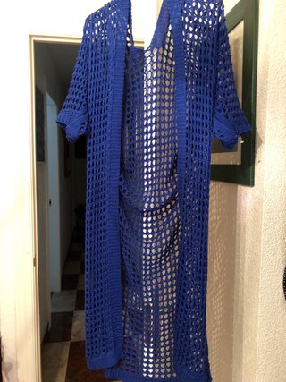 Cárdigan calado azul talla única sin estrenar