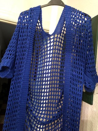 Cárdigan calado azul talla única sin estrenar