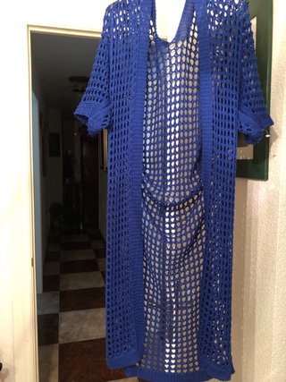 Cárdigan calado azul talla única sin estrenar