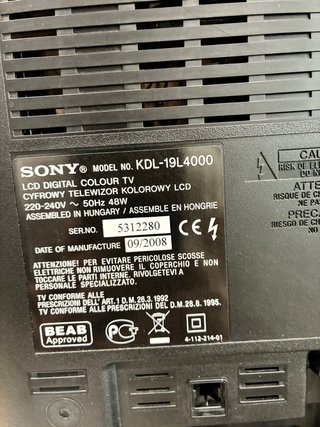 Sony Bravia 19 TV Negra