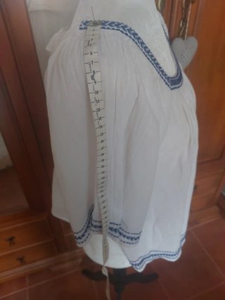 Camisa Ibicenca Mango Bordada Azul